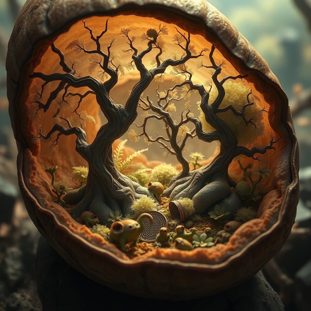 Surreal Miniature Epic Unfolds Within a Nutshell