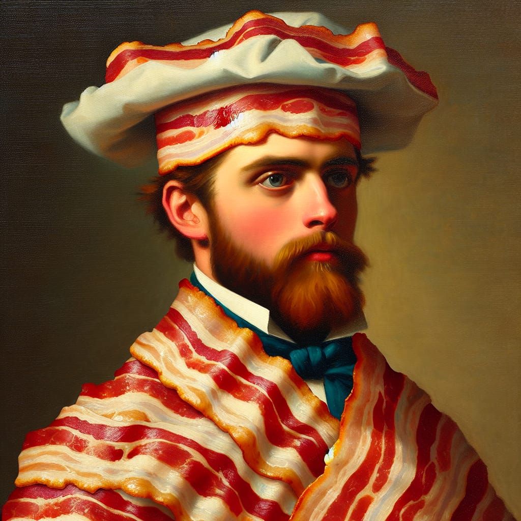 Man Dressed in Bacon, 19th Century Style