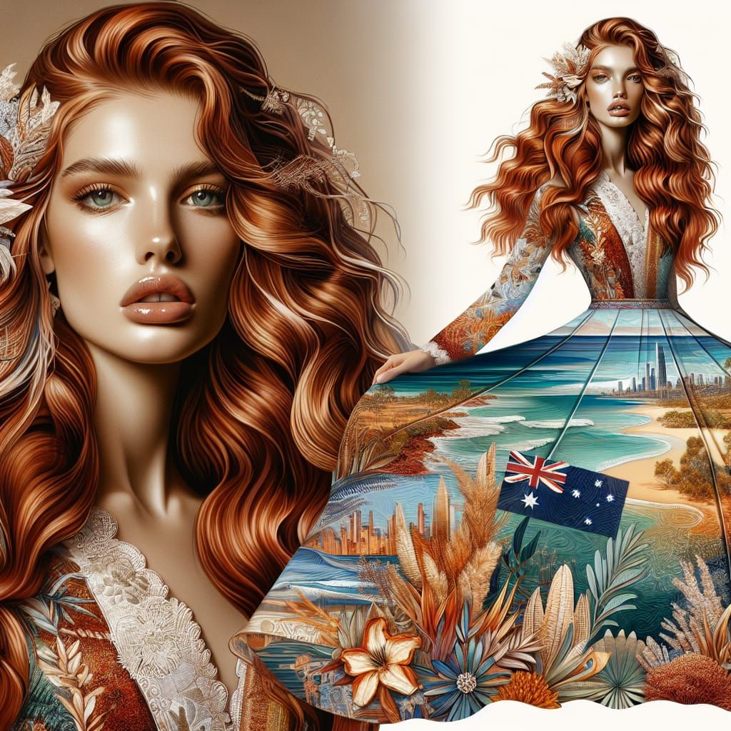 Australian Woman in Digital Illustration Style