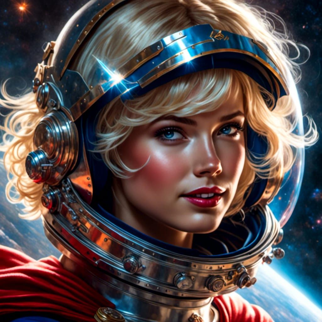 Supergirl in Space: Hyperrealistic Comic Book Art