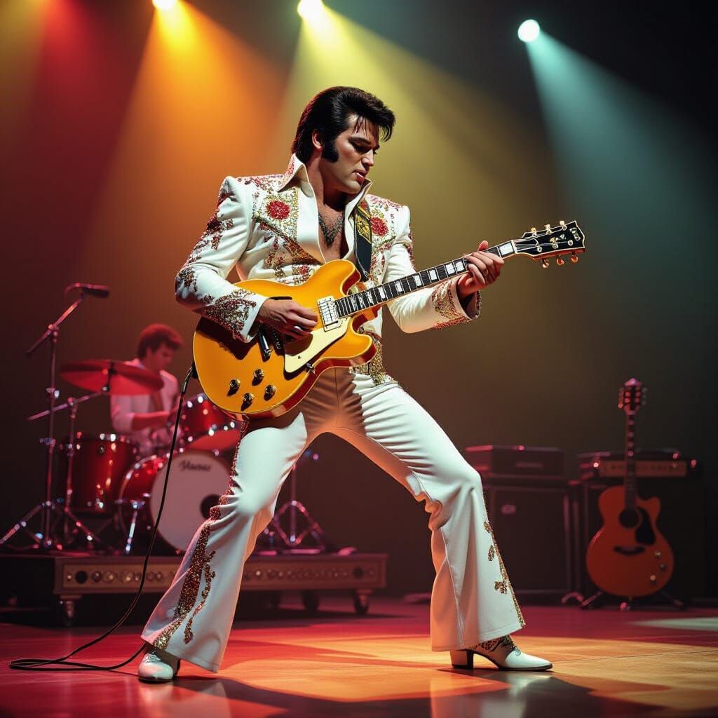 Elvis Presley Performs in Las Vegas Digital Painting