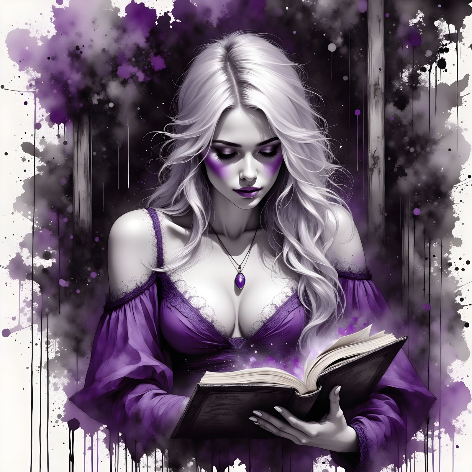 Norse Goddess Reads Dusty Book in Candlelight