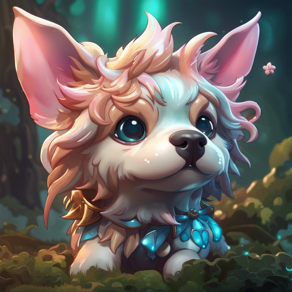 Charming Chibi Fairy Dog Portrait