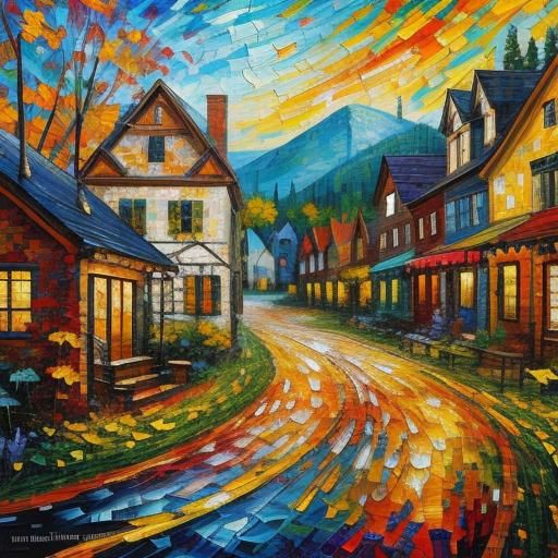 Rustic Mosaic Patchwork in Expressionist Impasto Style