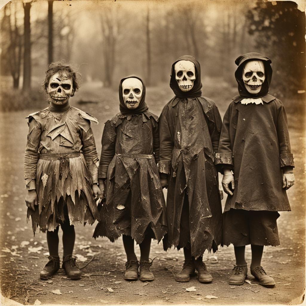 Vintage Macabre Halloween Costumes in Photograph