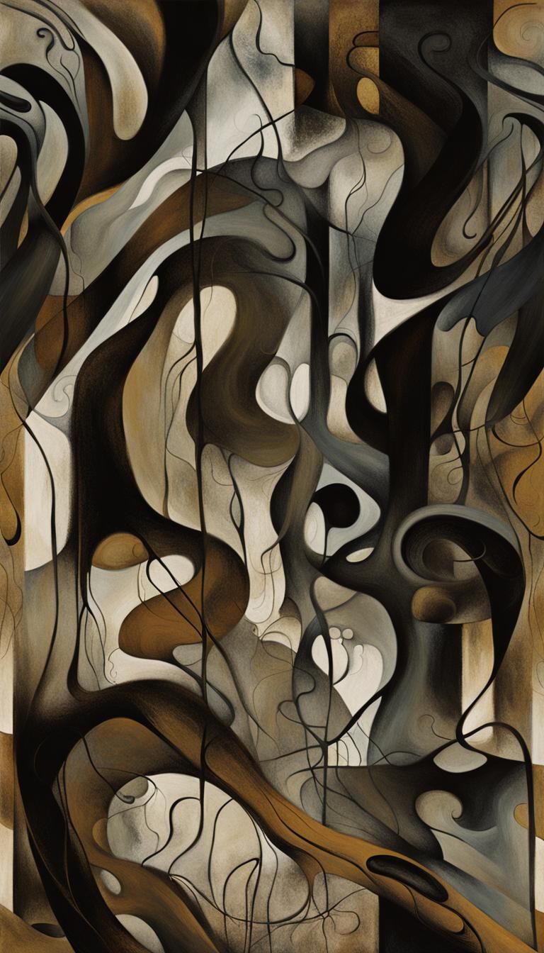 Abstract Intertwined Lines in Surrealist Style