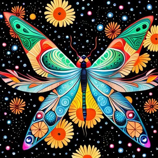 Dragonfly in Mixed Media Style