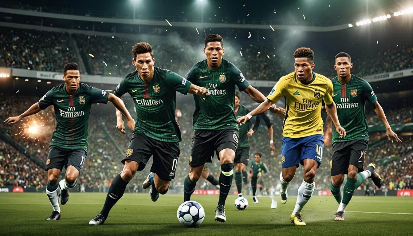 Soccer Stars Messi, Ronaldo, Neymar, Mbappe: Digital Art