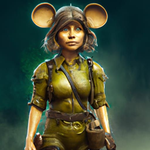 Mouse-Eared Girl Soldier in WW1 Uniform