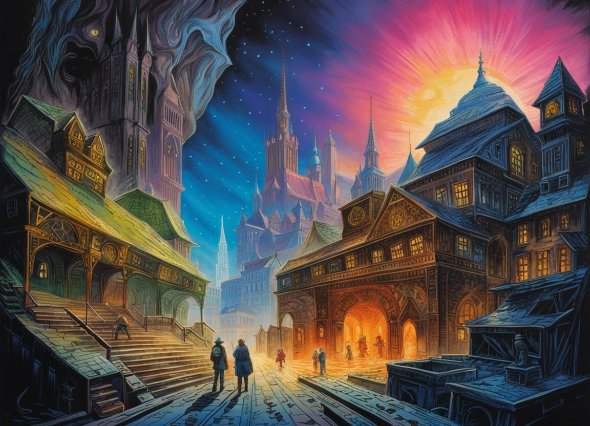 Origami World in Dystopian Retrofuturism: Digital Illustrati...