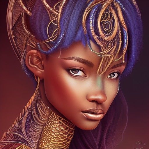 Oya: African Goddess of Storms in Art Nouveau Style