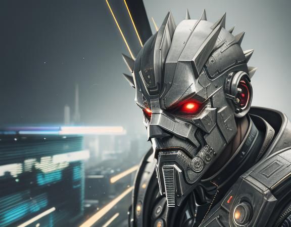 Cyberpunk Metal Mask Concept Art in Digital Painting Style