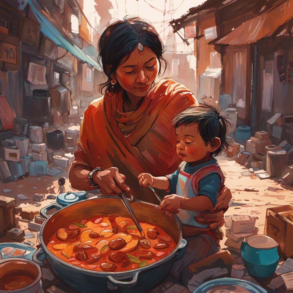 Indian Mother Feeds Baby Tikka Masala