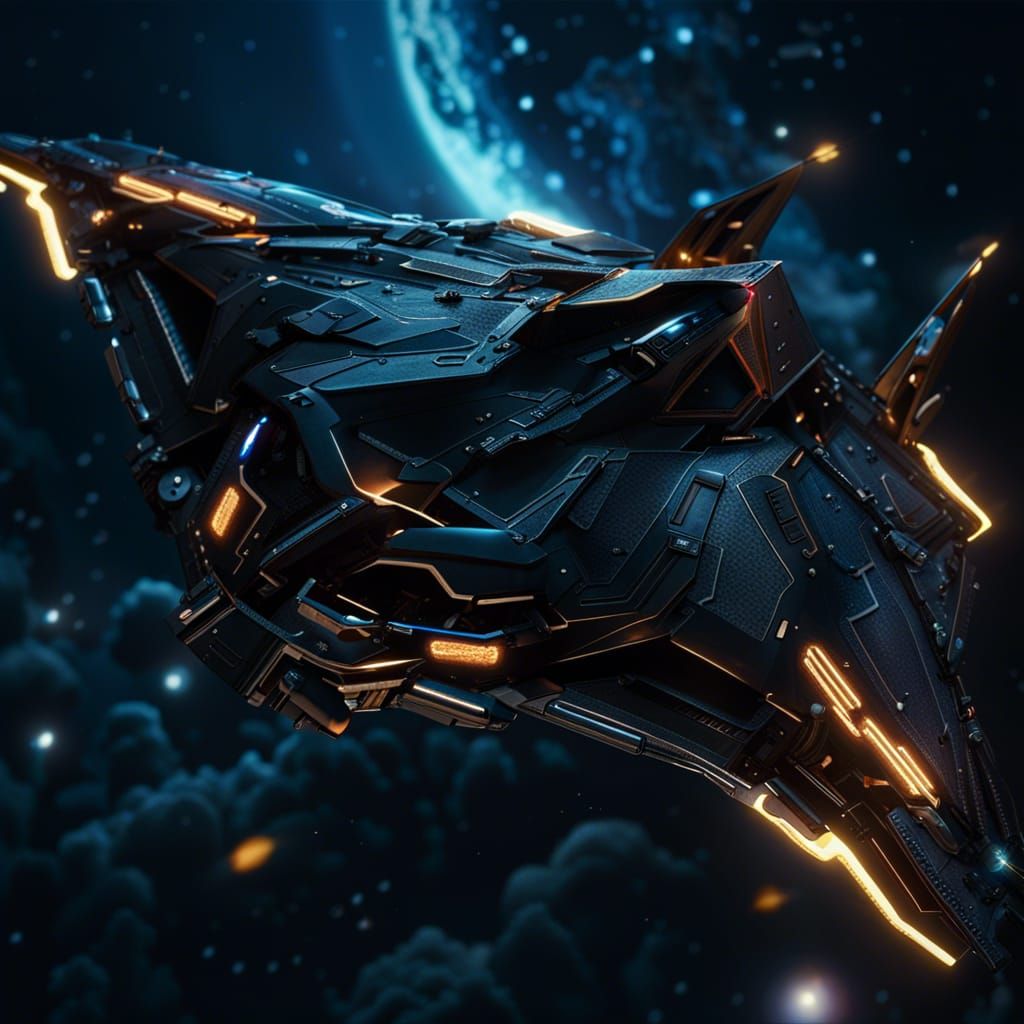 Batwing Soaring in Night Sky: Hyperrealistic Concept Art