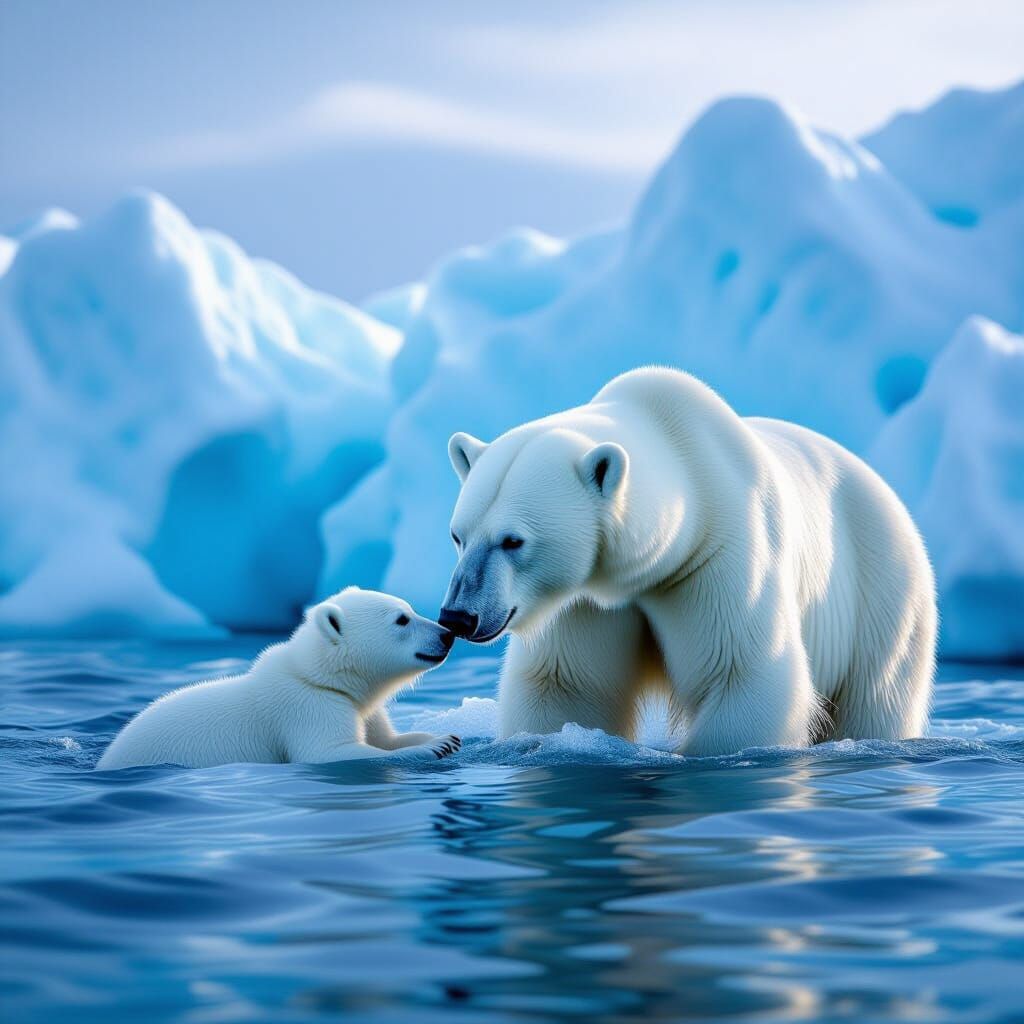 Polar Bears Bond in Icy Arctic Waters