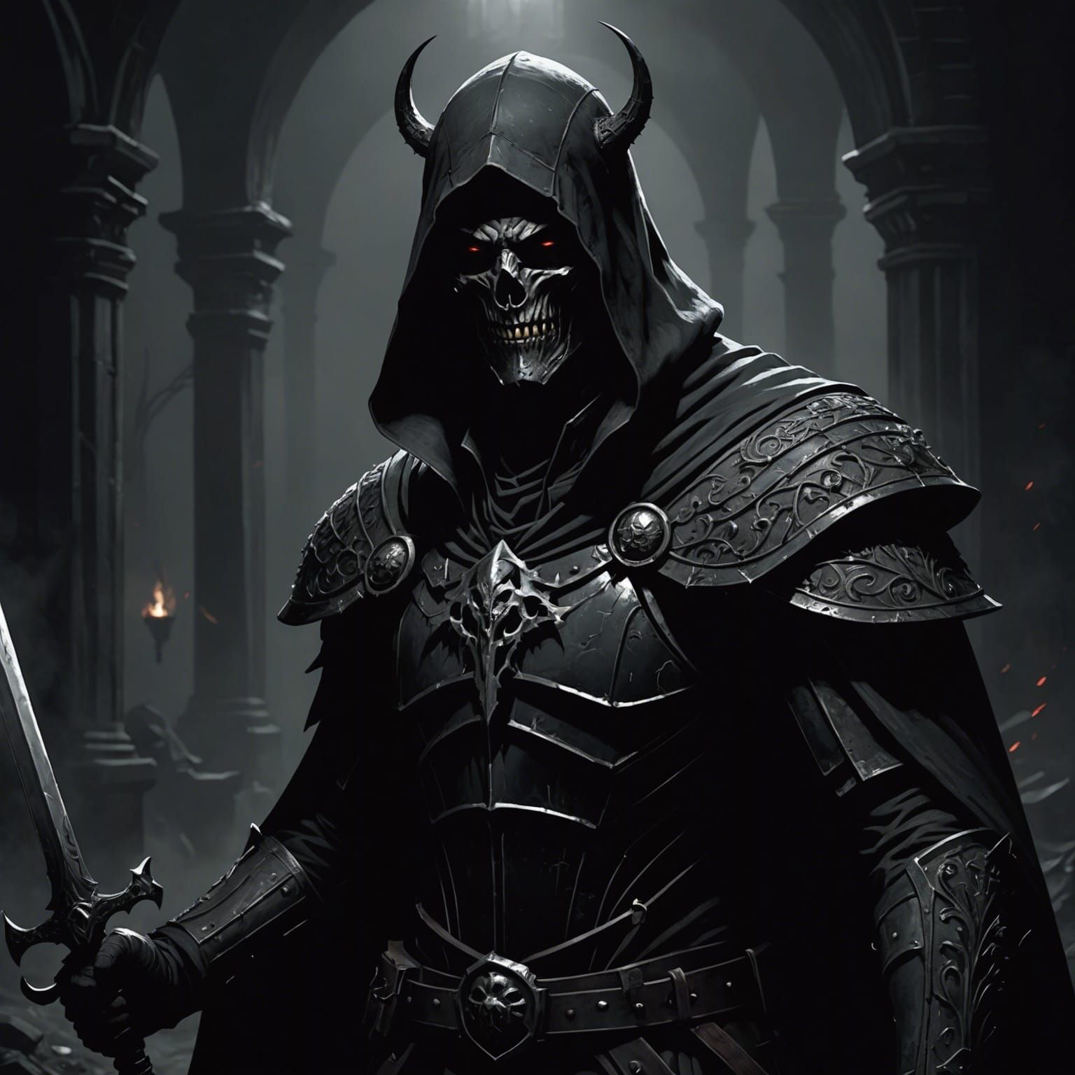 Grimdark Scene in Chiaroscuro Style