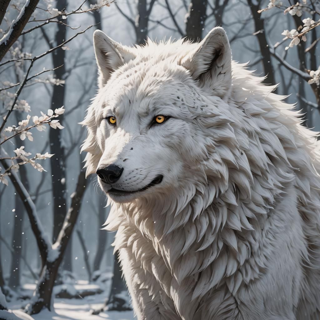 Detailed 3D Anime Art: White Wolf