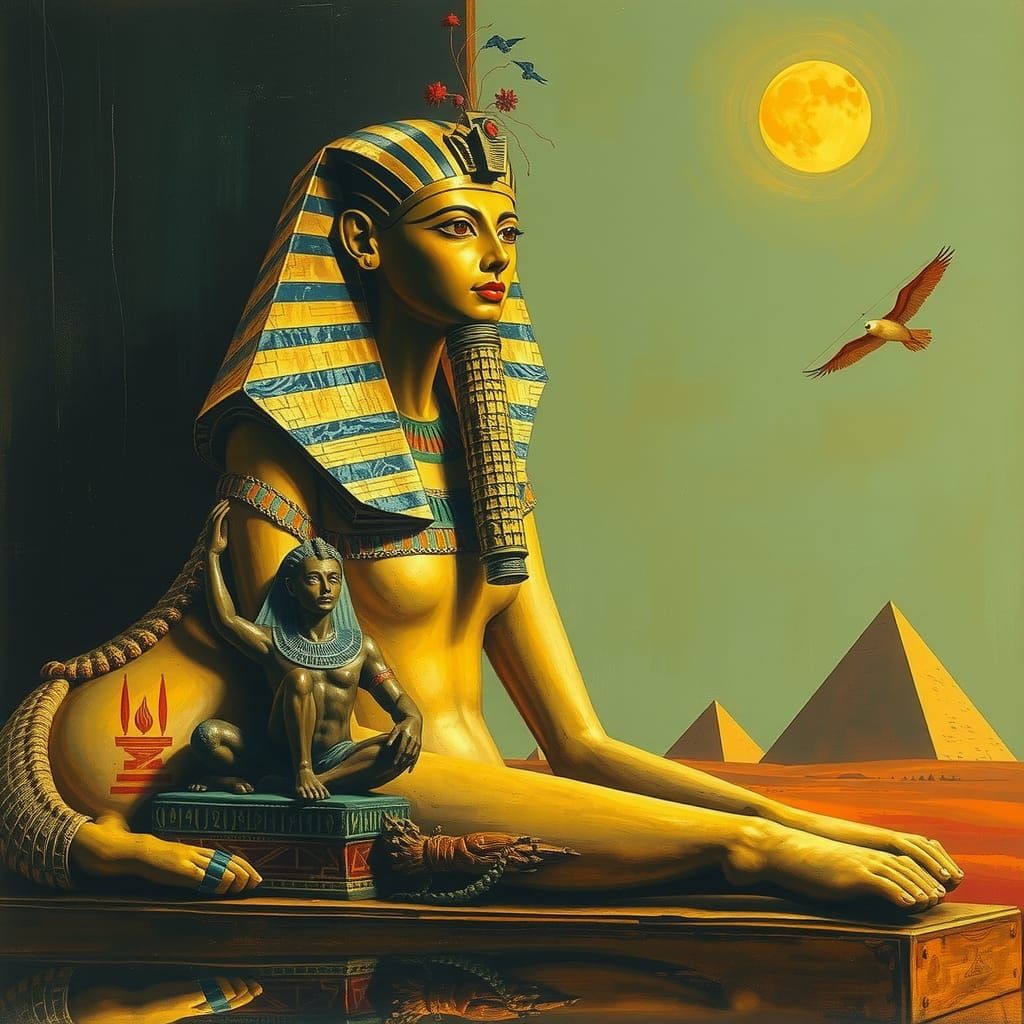 Surreal Goddess in Ancient Egyptian Splendor