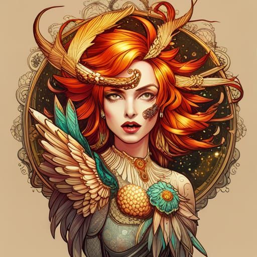 Steampunk Owl Queen Digital Painting