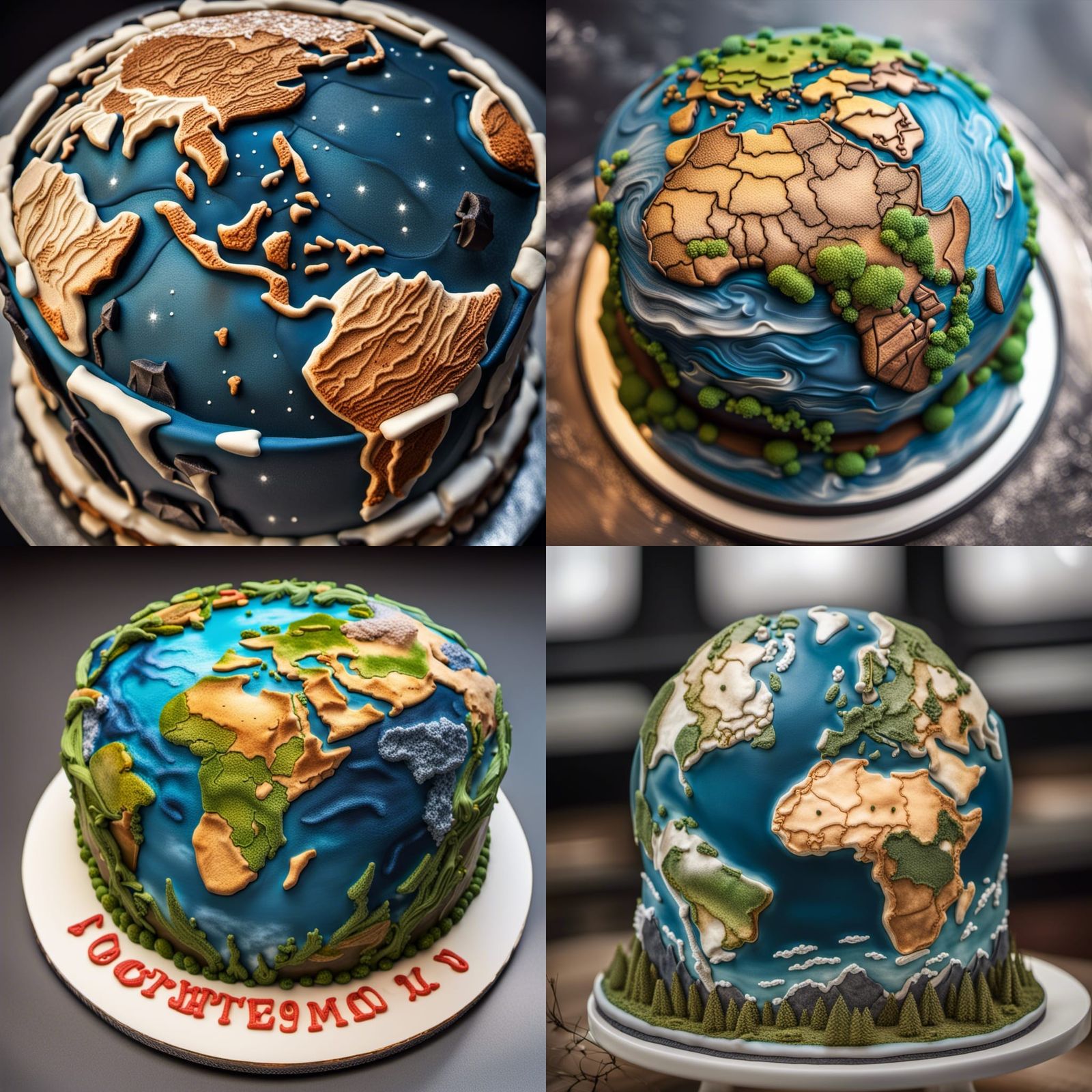 Hyperrealistic Geography Cake of Planet Earth