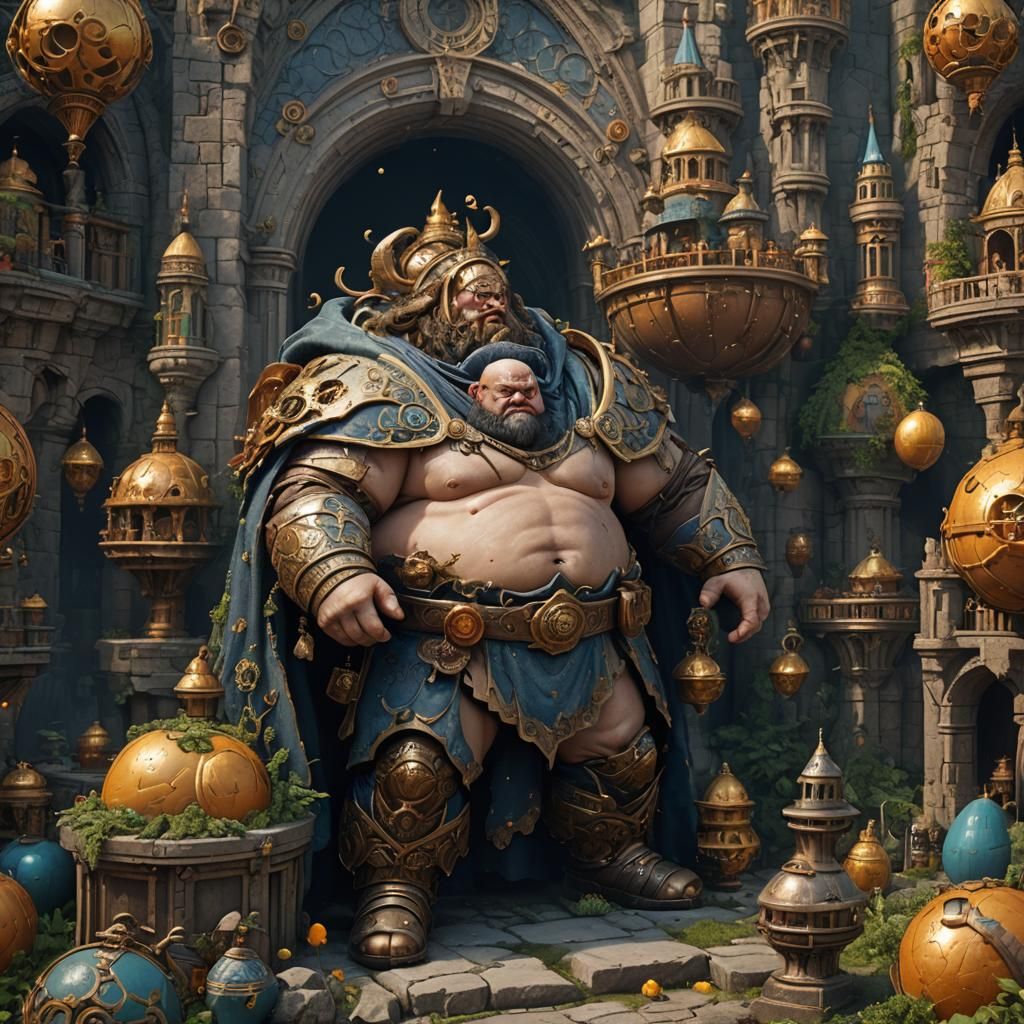 Detailed Matte Painting of a Fantastical Fat Man
