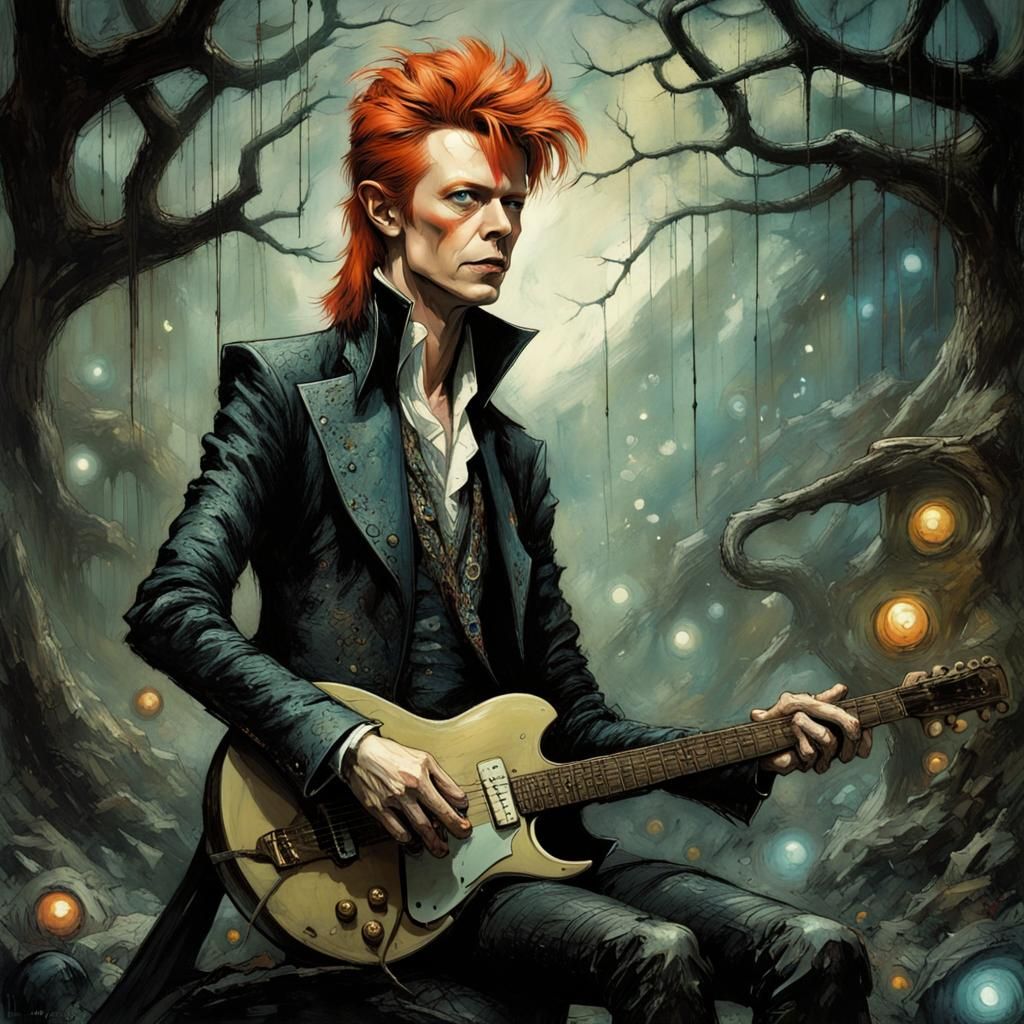 Surreal Musician in Wonderland, Dark Fantasy Style