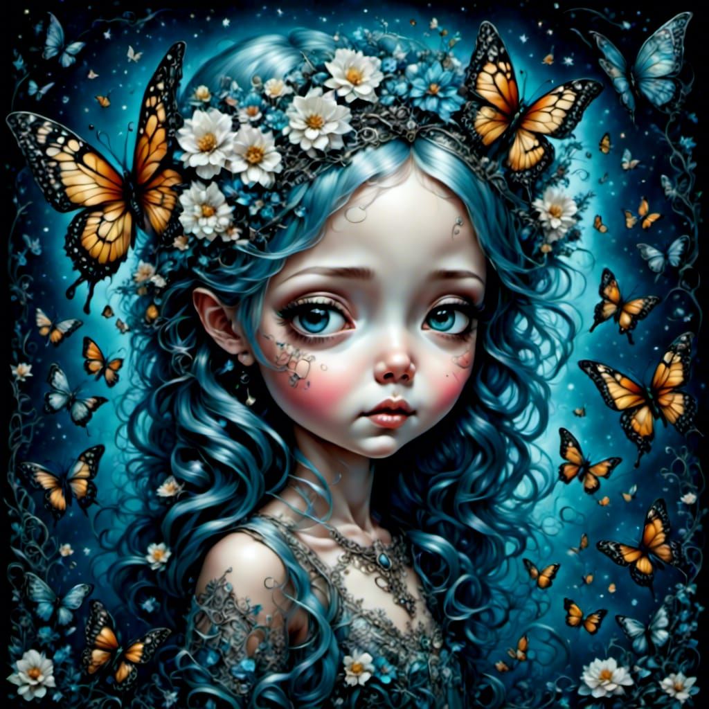 Girl with Butterflies