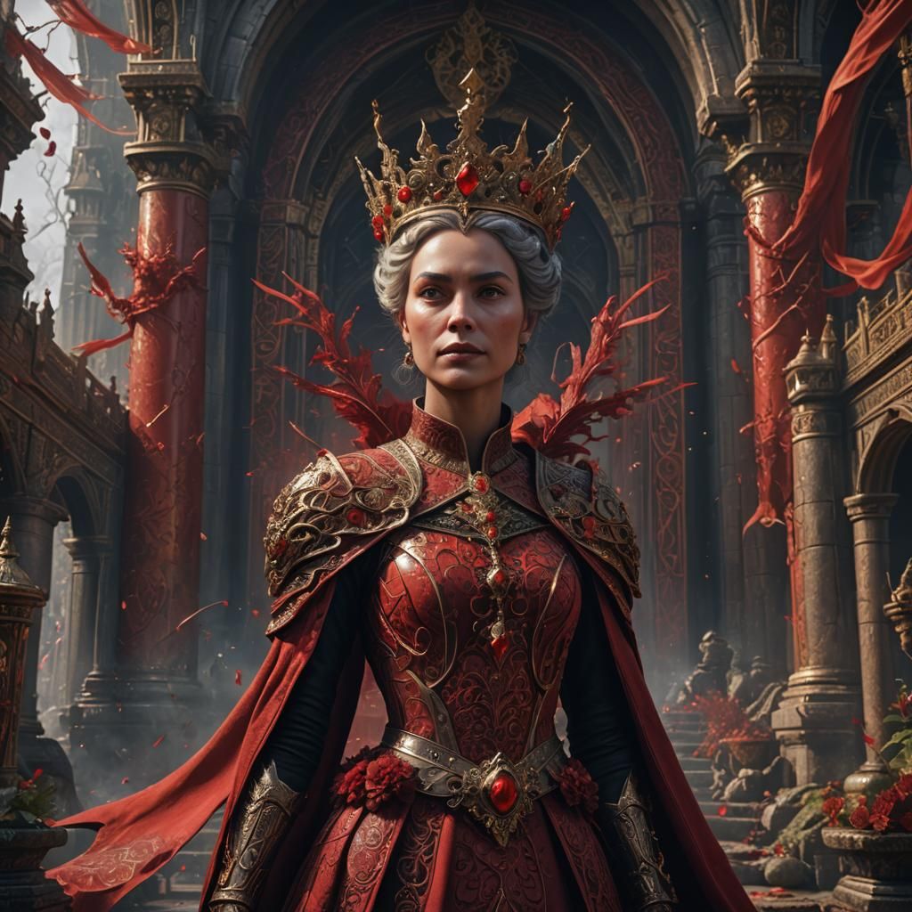 Queen in Red: Detailed Fantasy Concept Art