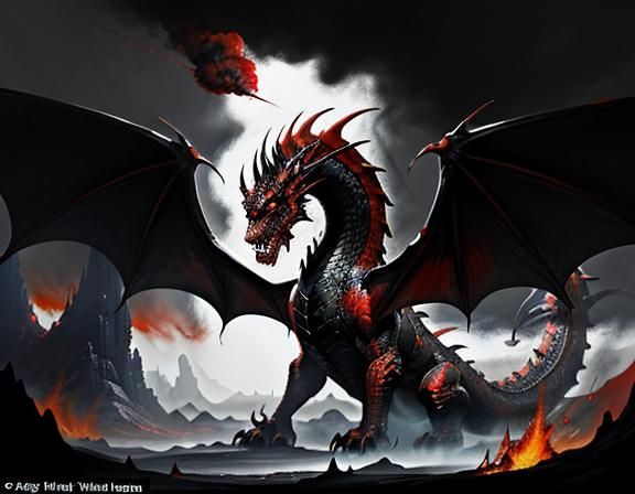 Fiery Dragon in Dynamic Fantasy Art Style