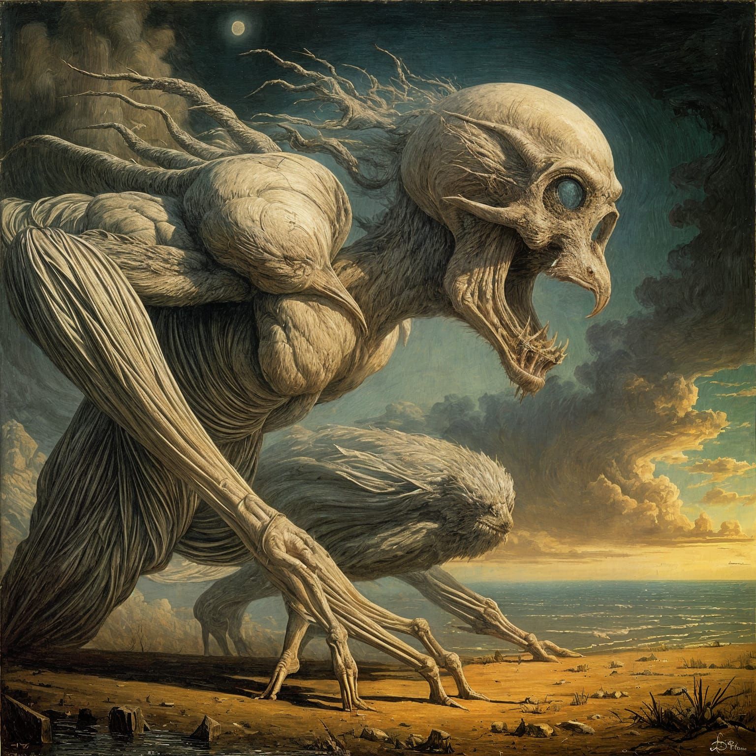 Ghostly Skull in Oil Paint, Kubin Style