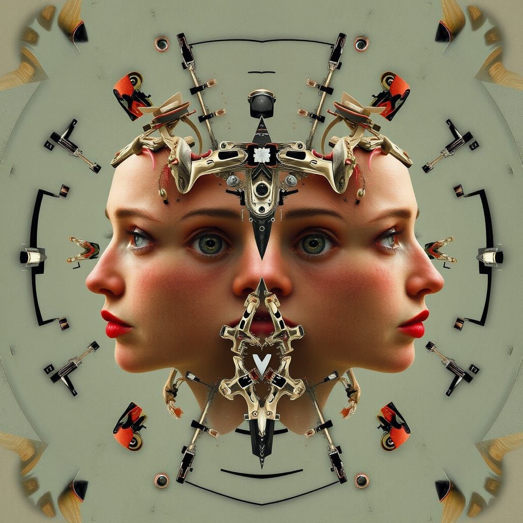 Mirrored Self-Discovery in Surrealistic Symmetry