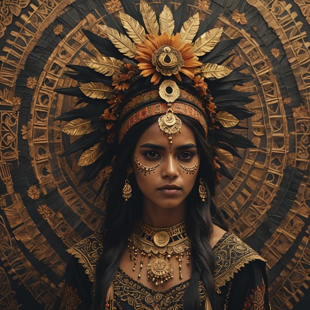 Catrina Indian American Fusion Portrait in Cinematic Style