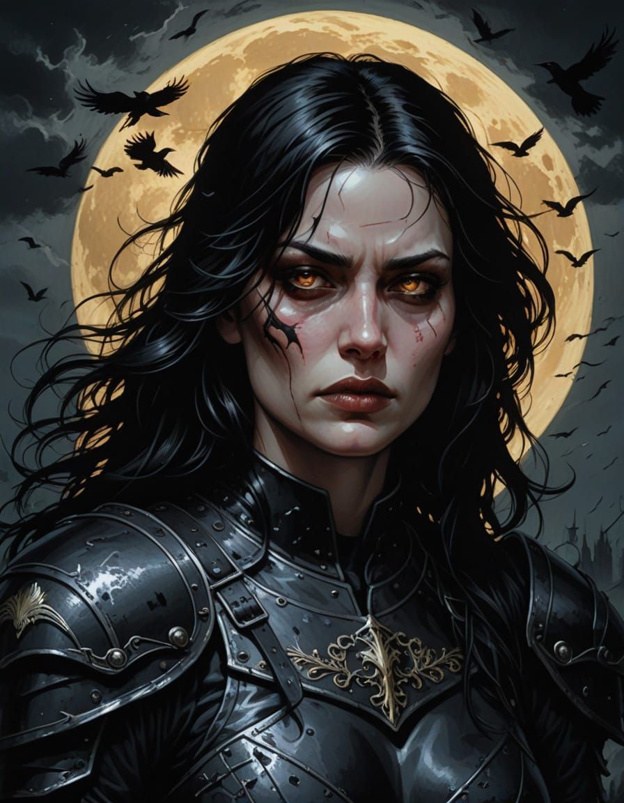 Grim-Dark Fantasy Warrior in Black Leather Armor