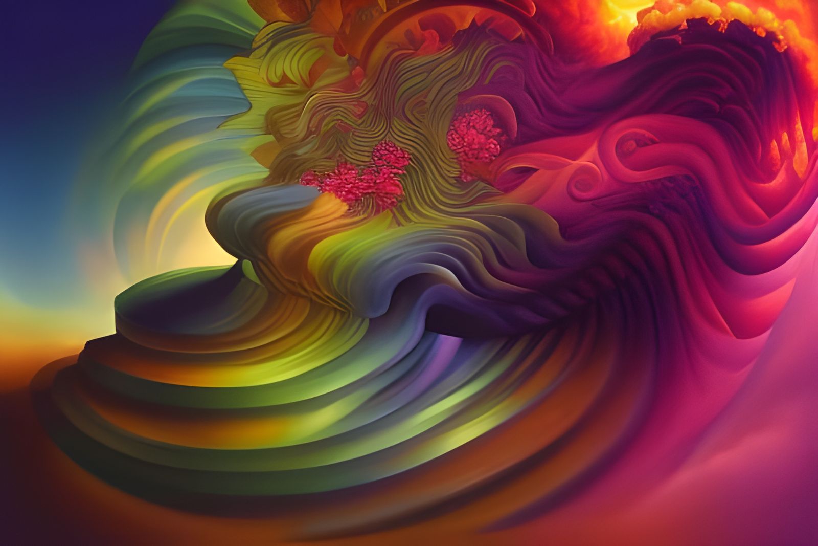 Surreal Fractal Landscape in Hyperrealistic Style