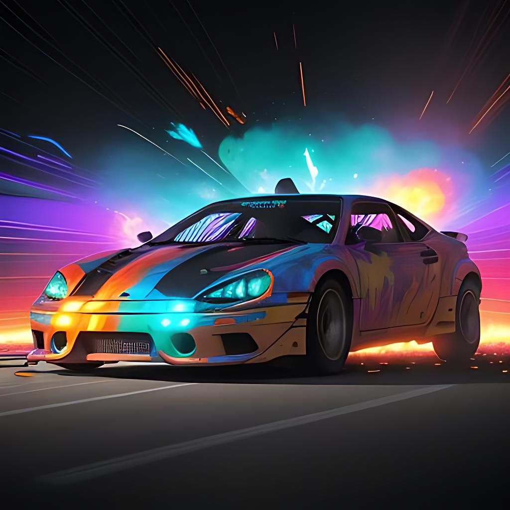 Psychedelic Car Explosion in Italy, Digital Art