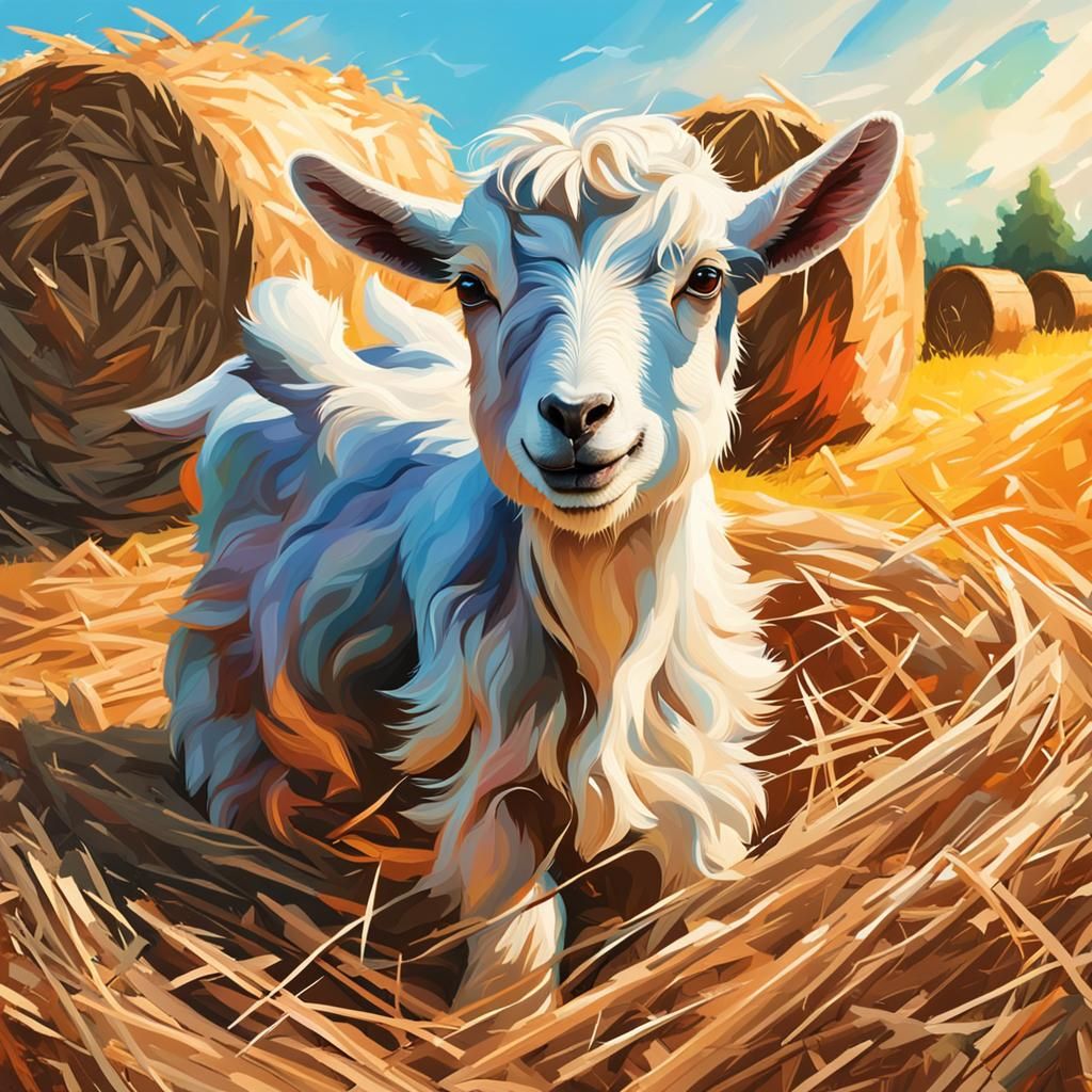 Playful Baby Goats in Pajamas, Hyperrealistic Splash Art