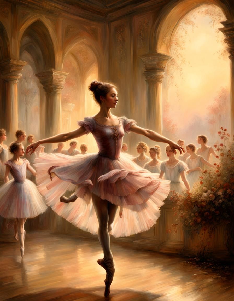 Ballet Dancer at Dawn: Detailed Digital Painting