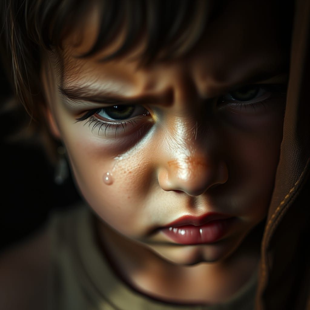 Heartbreaking Portrait of a Child in Despair