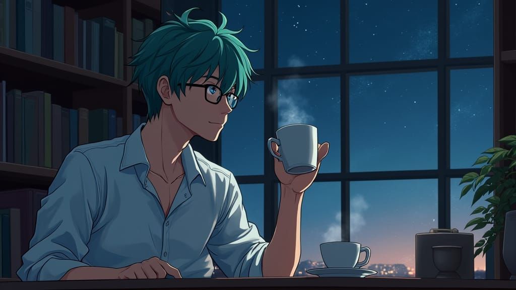 Gentle Scholar Lost in Celestial Dreams