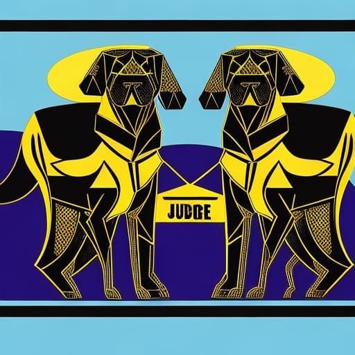 Dogs as Supreme Court Judges in Pop Art Style