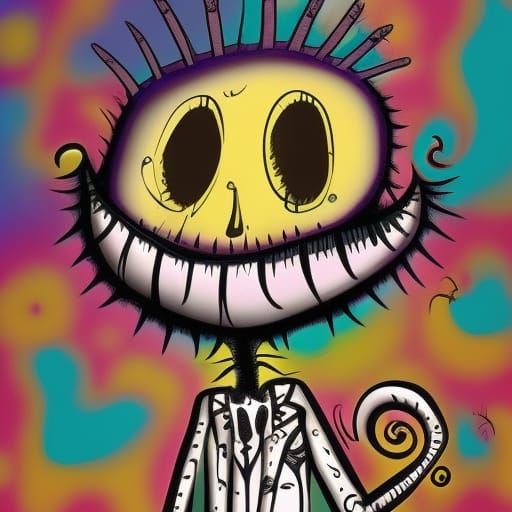Colorful Graffiti Smiley in Tim Burton Style