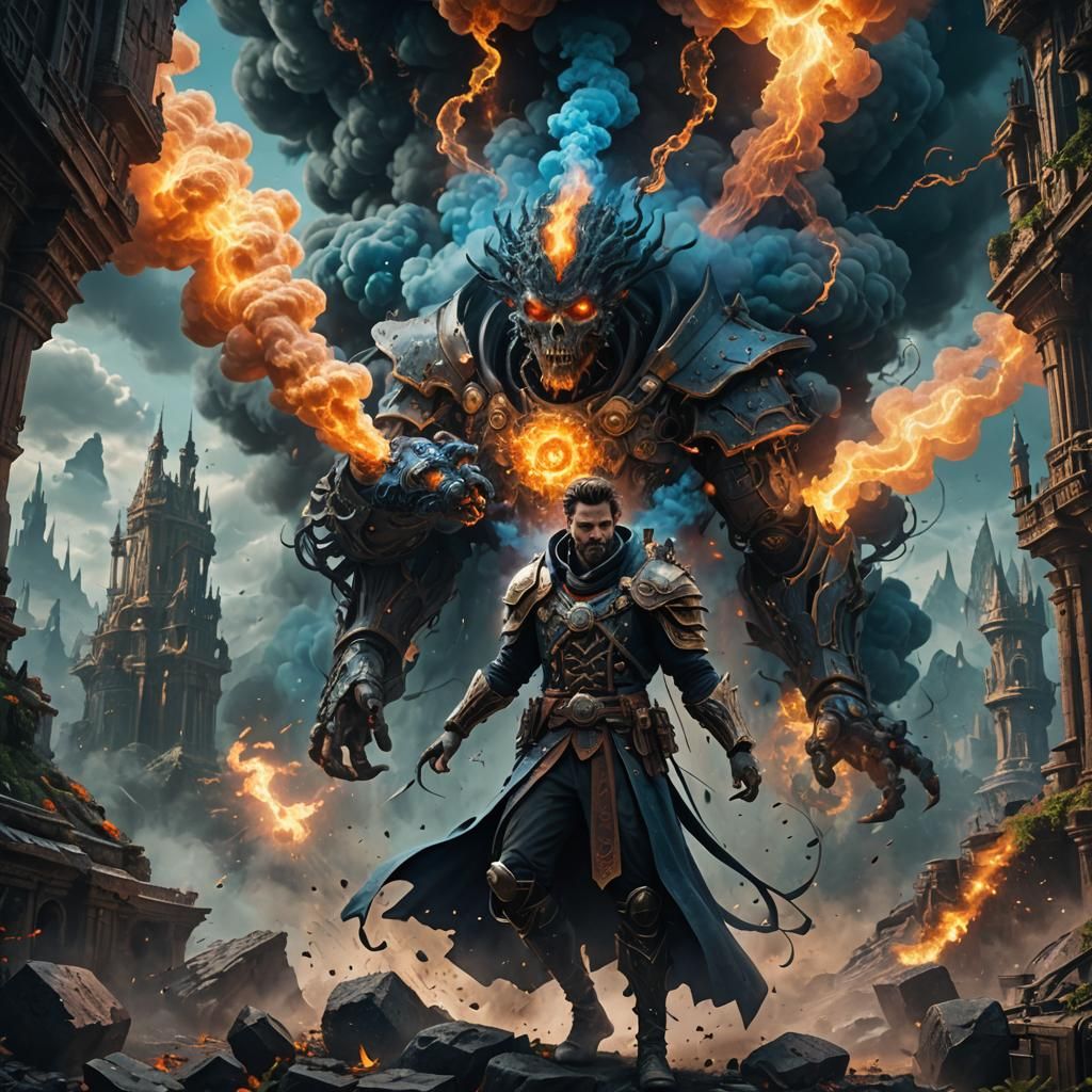 Man Vaporizing: Detailed Fantasy Concept Art