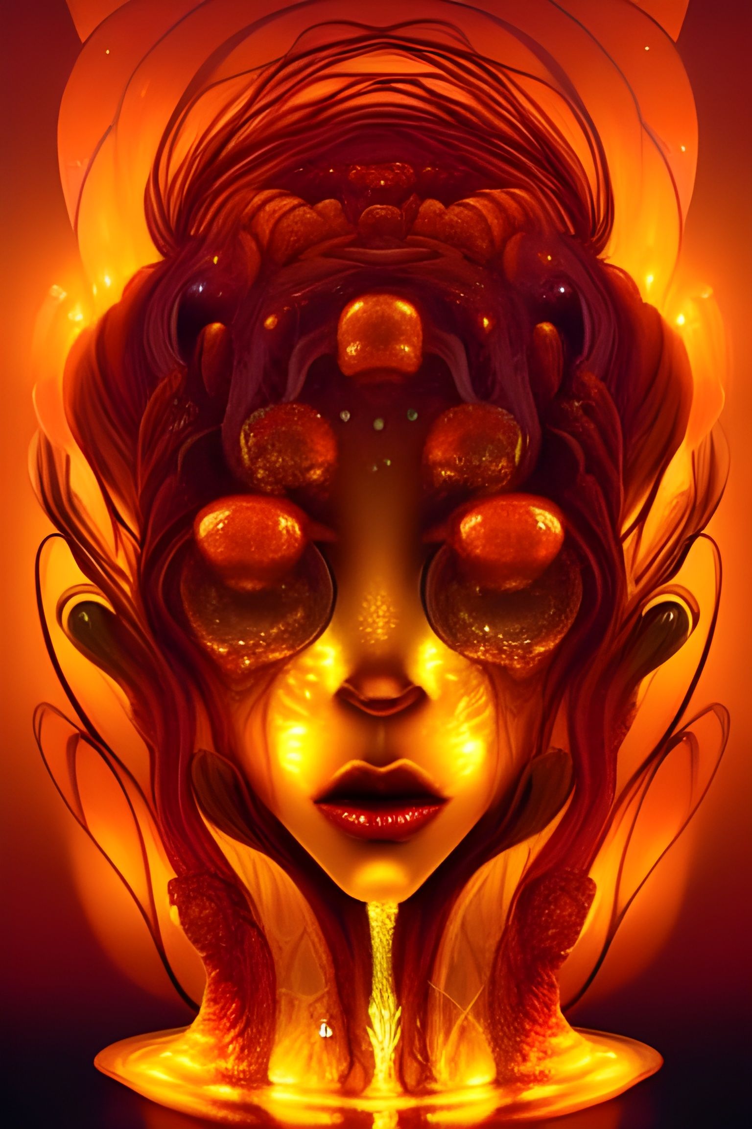 Honey Elemental Bee Goddess in Art Deco Style