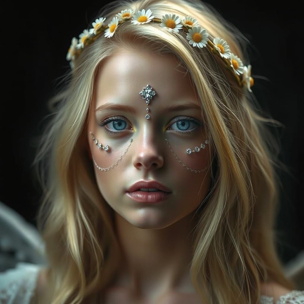 Angelic Woman with Diamonds and Daisy Chain