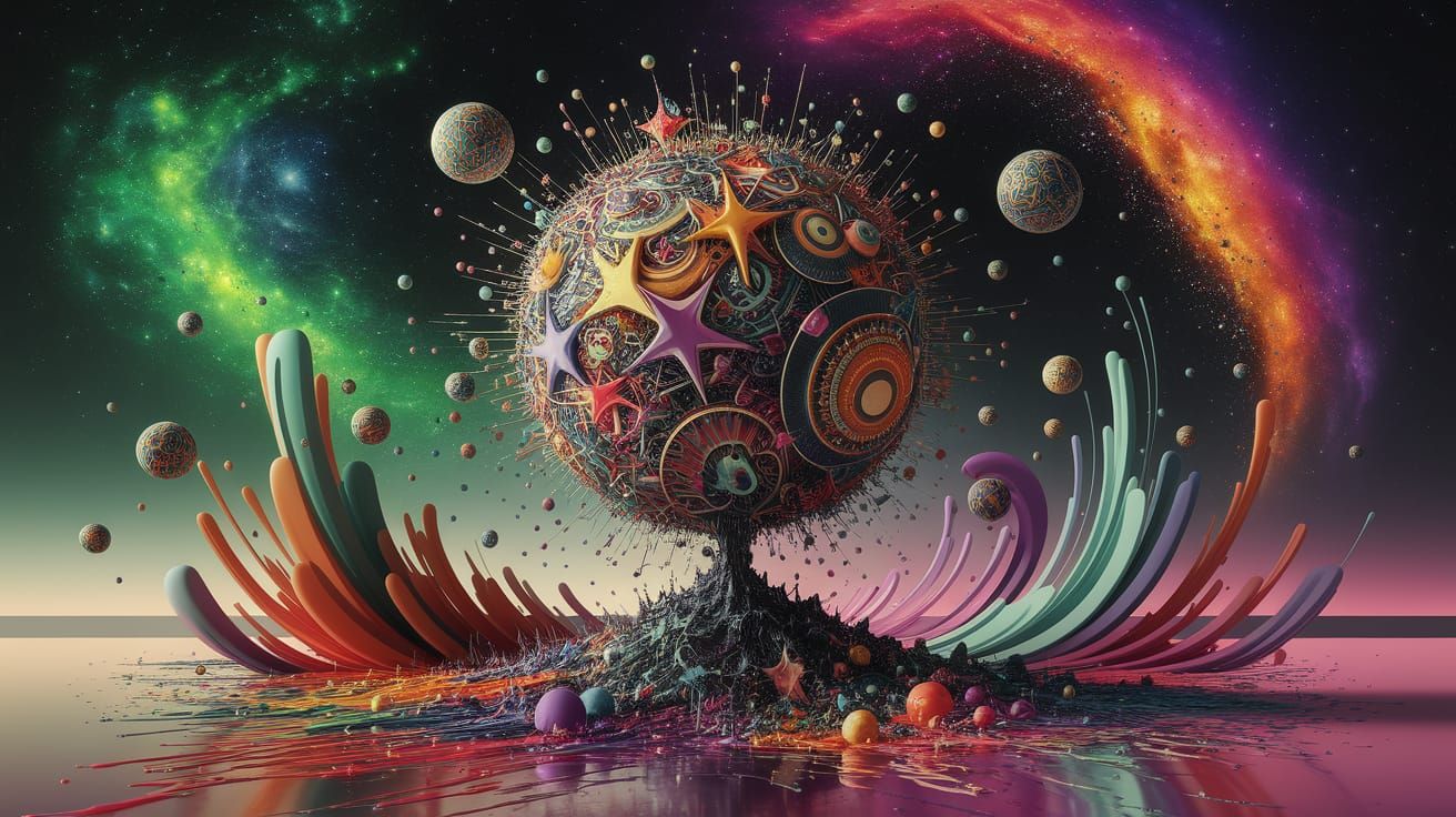 Cosmic Star Swirls in Abstract Expressionist Style