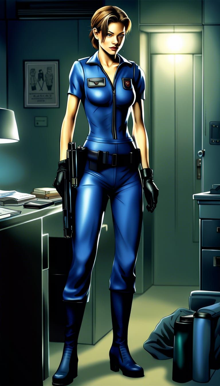 Jill Valentine Illustration in 90s Concept Art Style