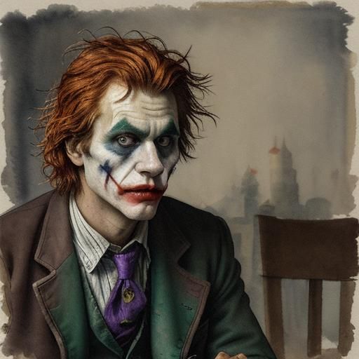 Midnight Mad Hatter in Muted Post-impressionist Watercolour