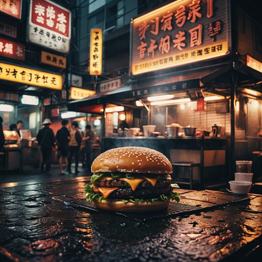 Ramen Burger at Japanese Street Food Stall