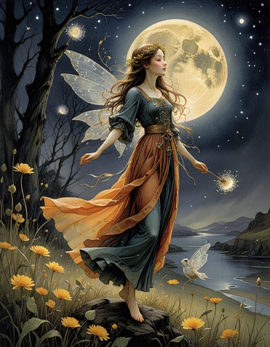 Enchanting Fairy in Whimsical Autumn Landscape