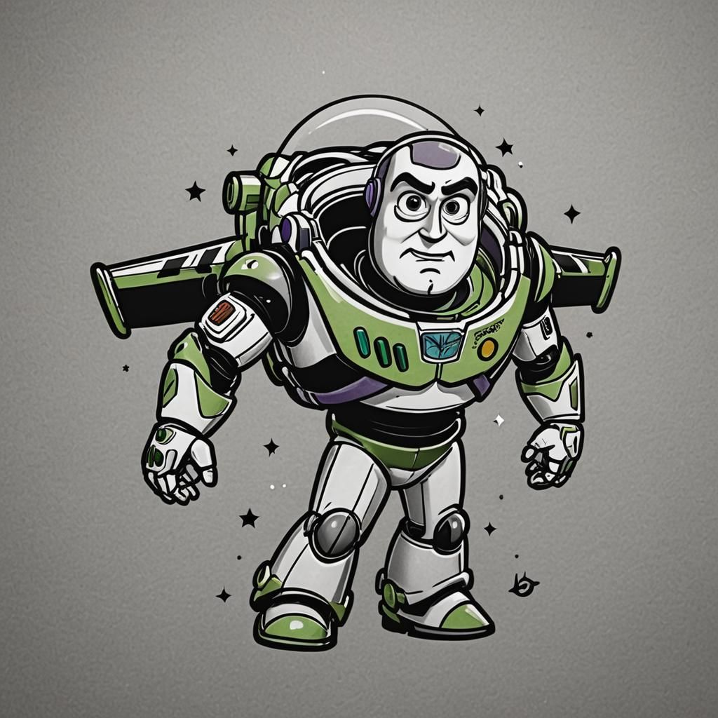 Buzz Lightyear Minimalist Tattoo Design in Manga Style